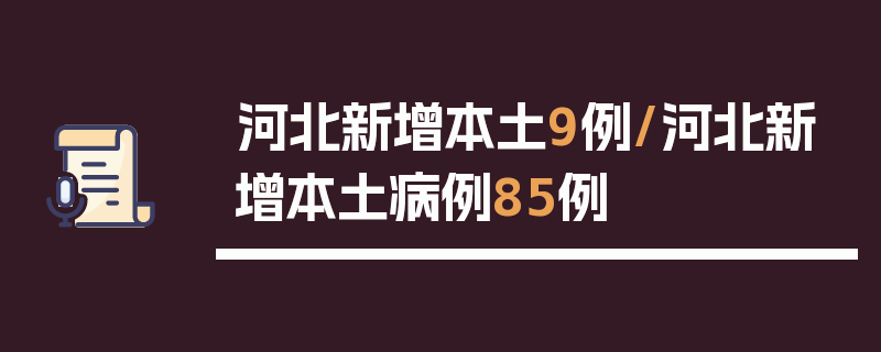 河北新增本土9例/河北新增本土病例85例