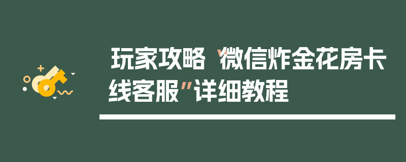 玩家攻略“微信炸金花房卡线客服”详细教程