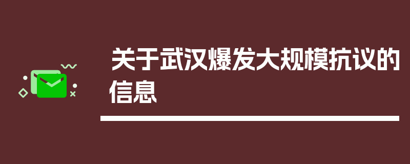 关于武汉爆发大规模抗议的信息