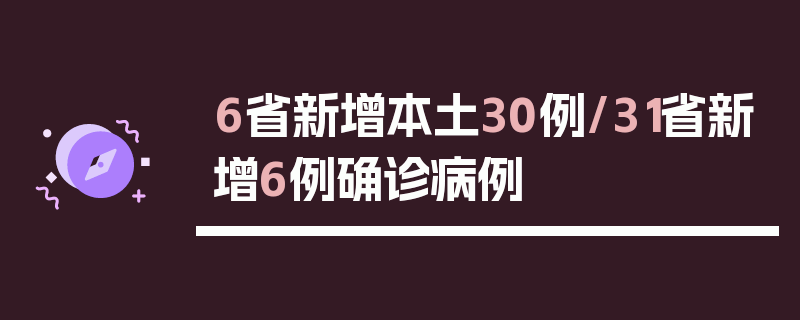 6省新增本土30例/31省新增6例确诊病例