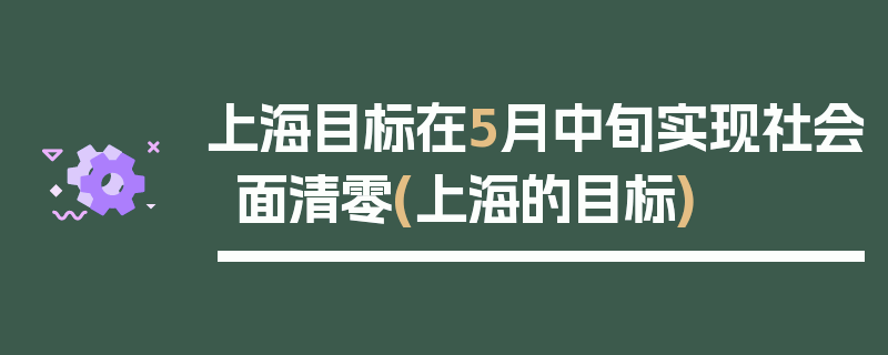 上海目标在5月中旬实现社会面清零(上海的目标)