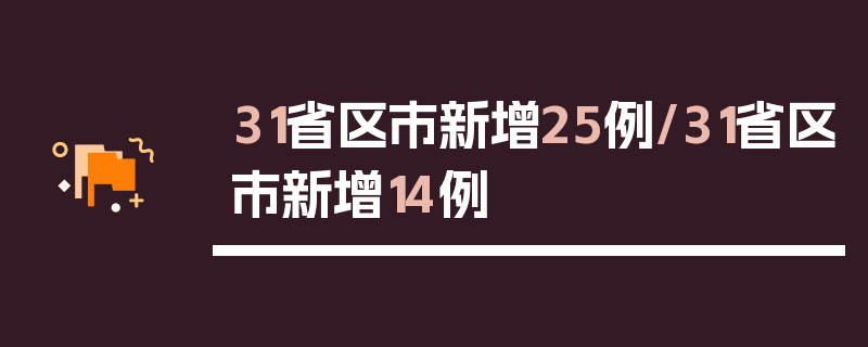 31省区市新增25例/31省区市新增14例