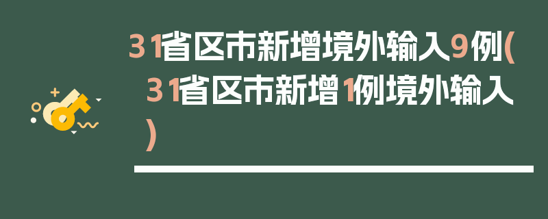 31省区市新增境外输入9例(31省区市新增1例境外输入)