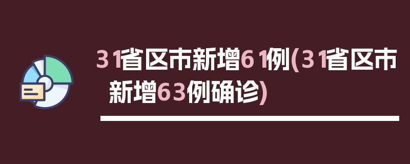 31省区市新增61例(31省区市新增63例确诊)