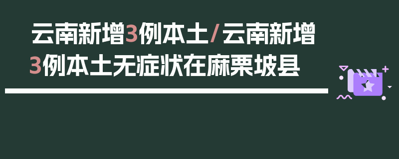 云南新增3例本土/云南新增3例本土无症状在麻栗坡县