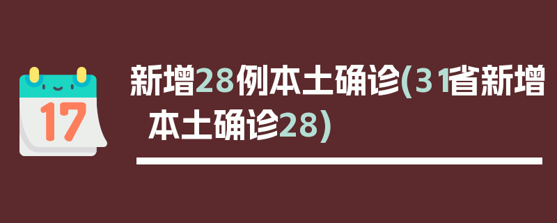 新增28例本土确诊(31省新增本土确诊28)