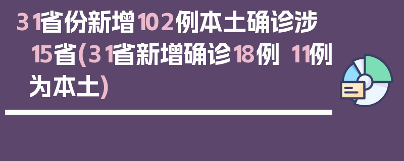 31省份新增102例本土确诊涉15省(31省新增确诊18例 11例为本土)