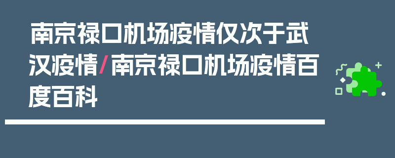 南京禄口机场疫情仅次于武汉疫情/南京禄口机场疫情百度百科