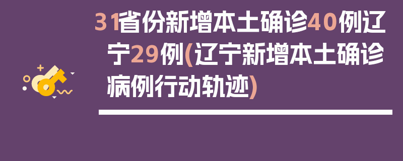 31省份新增本土确诊40例辽宁29例(辽宁新增本土确诊病例行动轨迹)