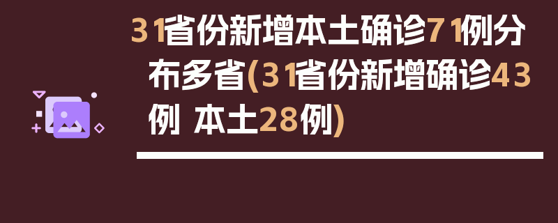31省份新增本土确诊71例分布多省(31省份新增确诊43例 本土28例)