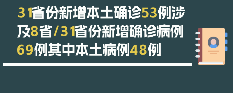 31省份新增本土确诊53例涉及8省/31省份新增确诊病例69例其中本土病例48例