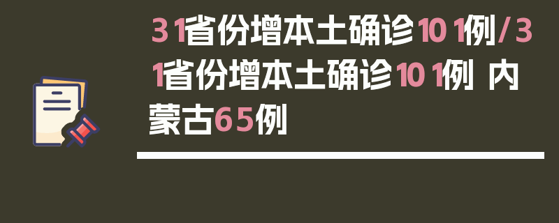 31省份增本土确诊101例/31省份增本土确诊101例 内蒙古65例