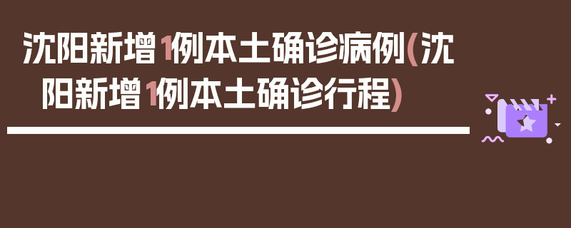 沈阳新增1例本土确诊病例(沈阳新增1例本土确诊行程)