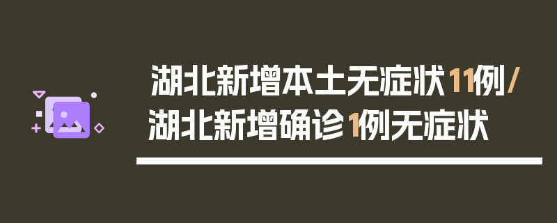 湖北新增本土无症状11例/湖北新增确诊1例无症状