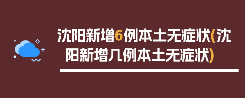 沈阳新增6例本土无症状(沈阳新增几例本土无症状)