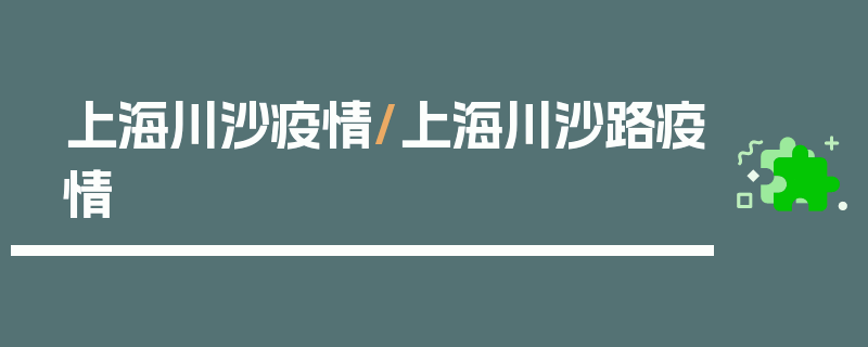 上海川沙疫情/上海川沙路疫情