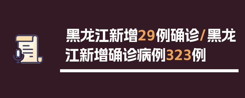 黑龙江新增29例确诊/黑龙江新增确诊病例323例