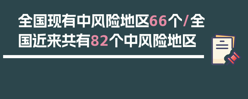 全国现有中风险地区66个/全国近来共有82个中风险地区