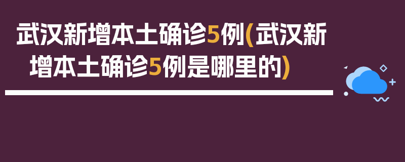 武汉新增本土确诊5例(武汉新增本土确诊5例是哪里的)