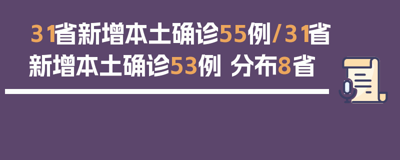 31省新增本土确诊55例/31省新增本土确诊53例 分布8省