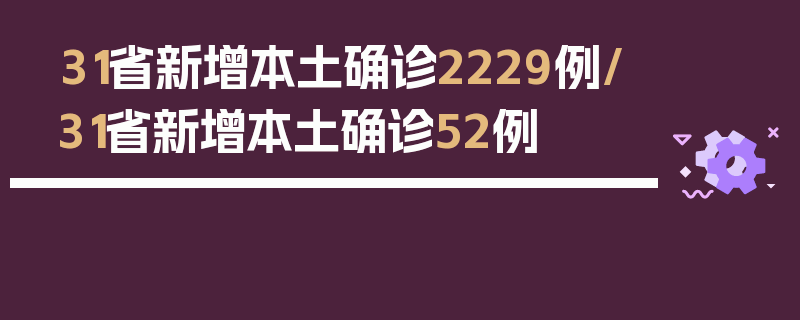 31省新增本土确诊2229例/31省新增本土确诊52例
