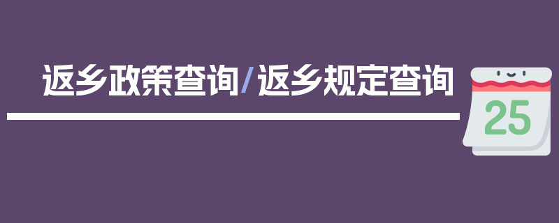 返乡政策查询/返乡规定查询